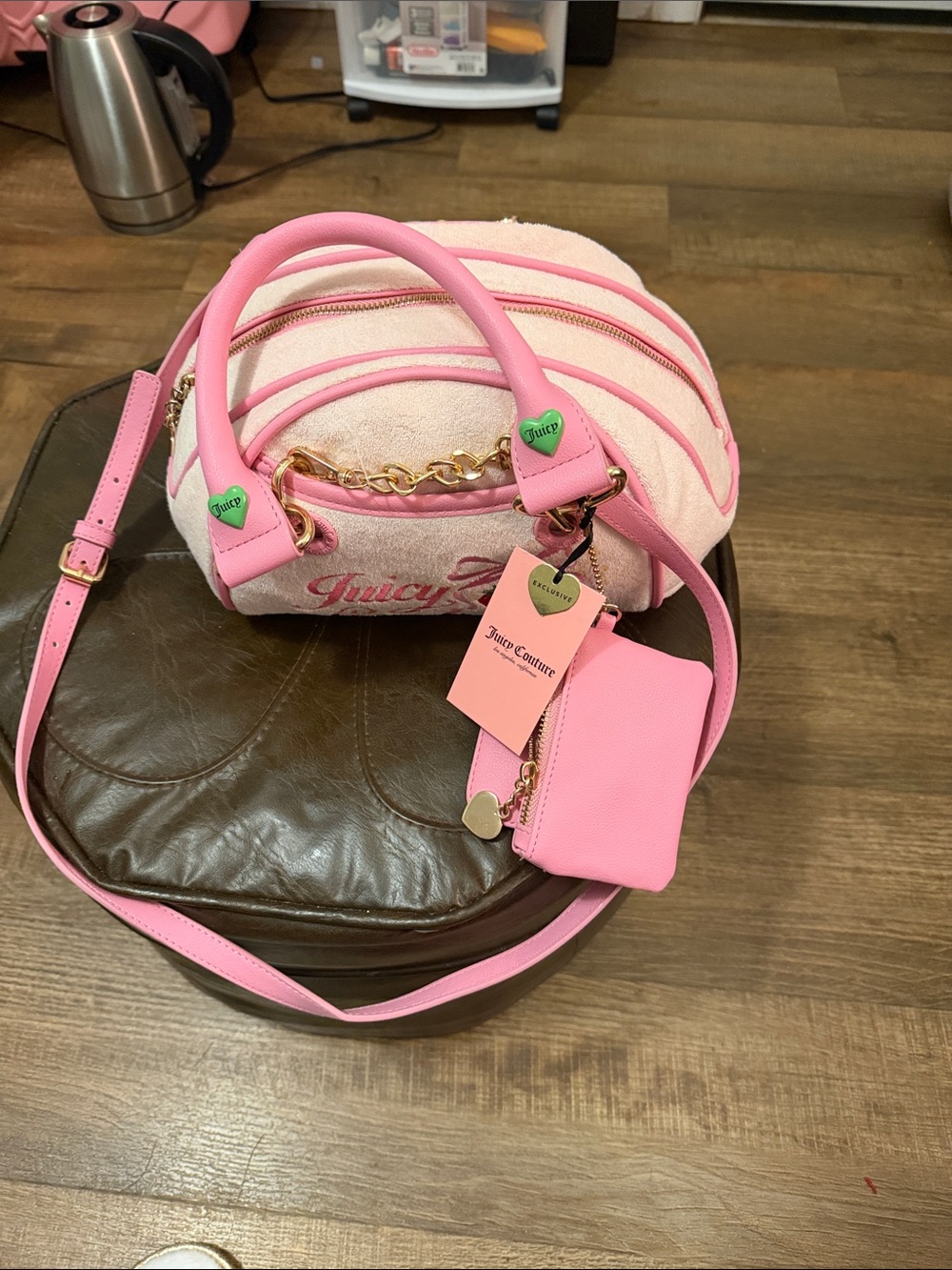 Juicy Couture Pink Mini Dome Crossbody Satchel with Detachable Pouch